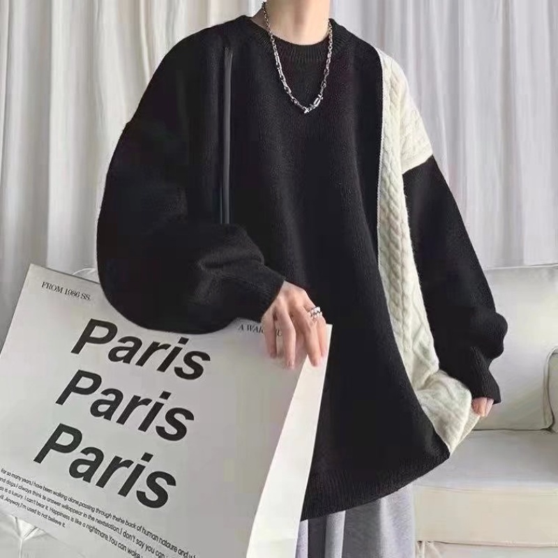 Áo Sweater Cổ Tròn Dáng Rộng Phong lạnh sweater lông Cách Retro len from rộng áo len nam nữ Hàn Quốc unisex Cho Nam Giới