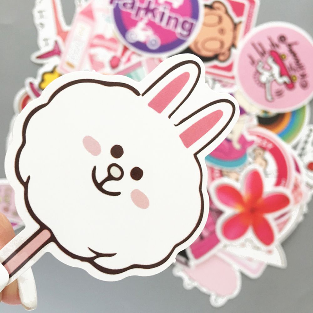 Set 50 decal bằng vinyl PVC kiểu hoạt hình dễ thương tự trang trí laptop vali