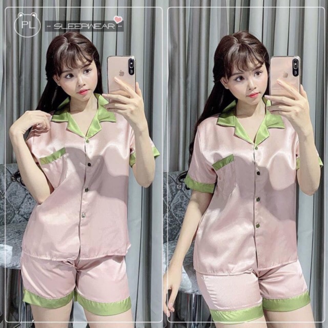 BỘ LỤA PHỐI TAY NGẮN QUẦN NGẮN - PIJAMA PHI LỤA