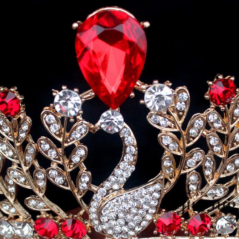 GETNOIVAS ❤S Wind  Swan Tiara Design Pearl Crown Wedding Party Hair Silver Crystal Bride Hair Accessories