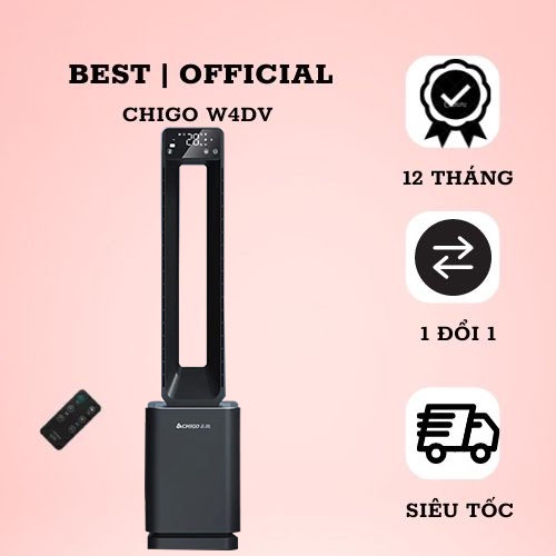 Quạt Không Cánh Lọc Không Khí Khử Trùng Bằng Tia Cực Tím Phun Sương Tạo Ẩm 6IN1 CHIGO W4DV - 24 Tốc Độ Gió -Tạo Ion Âm