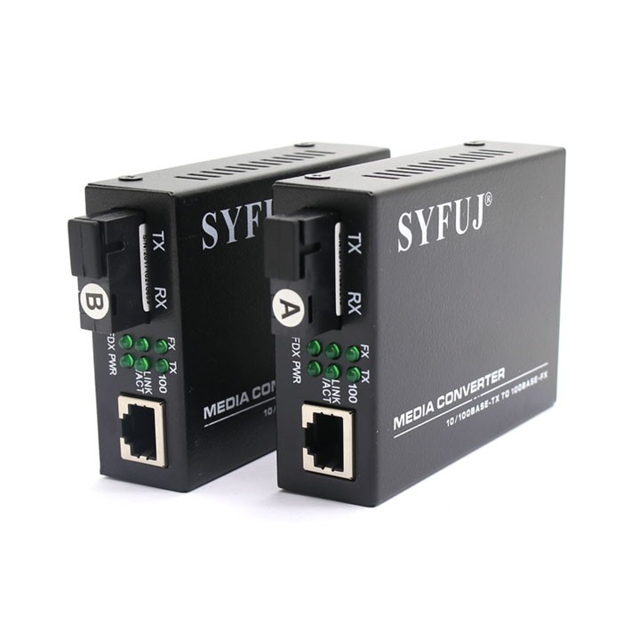 Bộ Chuyển Đổi Quang Điện SYFUJ SF-SM1001F1ES20 20Km Converter quang A/B 100Mbps 1 Sợi 1 Cổng LAN