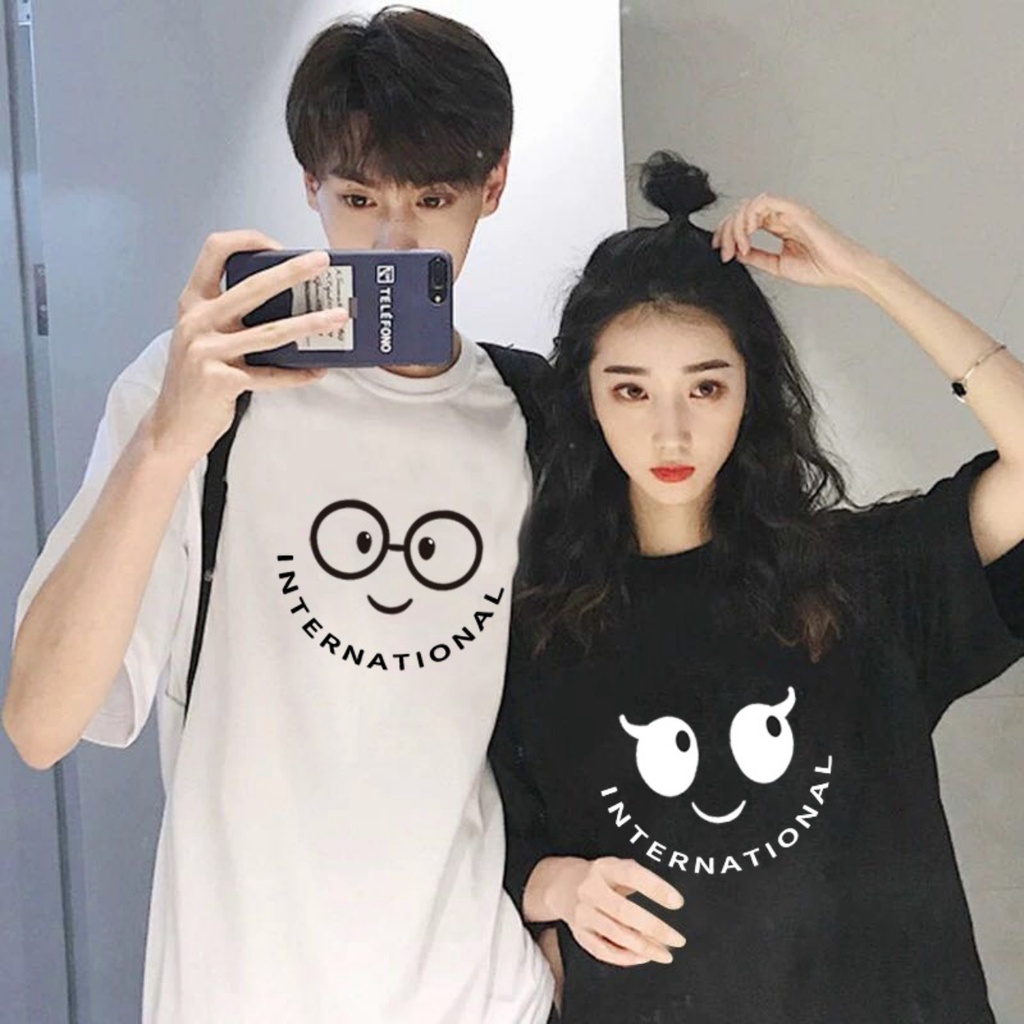 Áo đôi  tay lỡ Nam Nữ Unisex , áo thun cặp cotton mặc mát co giãn thoải mái AM14