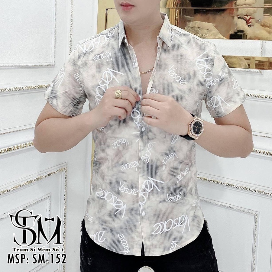 Áo sơ mi nam ngắn tay họa tiết thời trang lịch lãm HALLA áo sơ mi nam nữ kiểu công sở hàn quốc đẹp