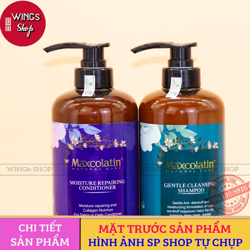 Cặp Dầu Gội Xả Maxcolatin Phục Hồi Tóc Khô Xơ Hư Tổn, Dầu Gội Giảm Rụng Tóc và Ngăn Ngừa Gàu | Wings Shop