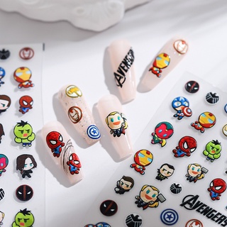 Miếng Dán Trang Trí Móng Tay Hình Spider-Man Iron Man