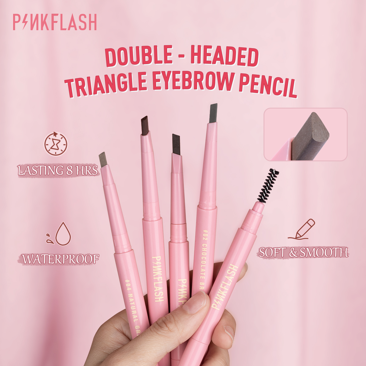 [Hàng mới về] Pinkflash Bút Chì Vẽ Lông Mày Xoay Tự Động 8h Chống Nước Lâu Trôi