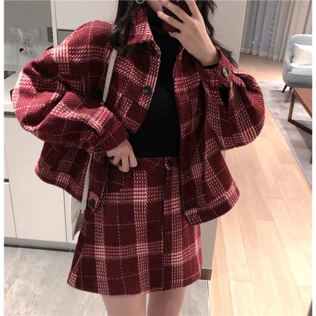 Set váy dạ kẻ