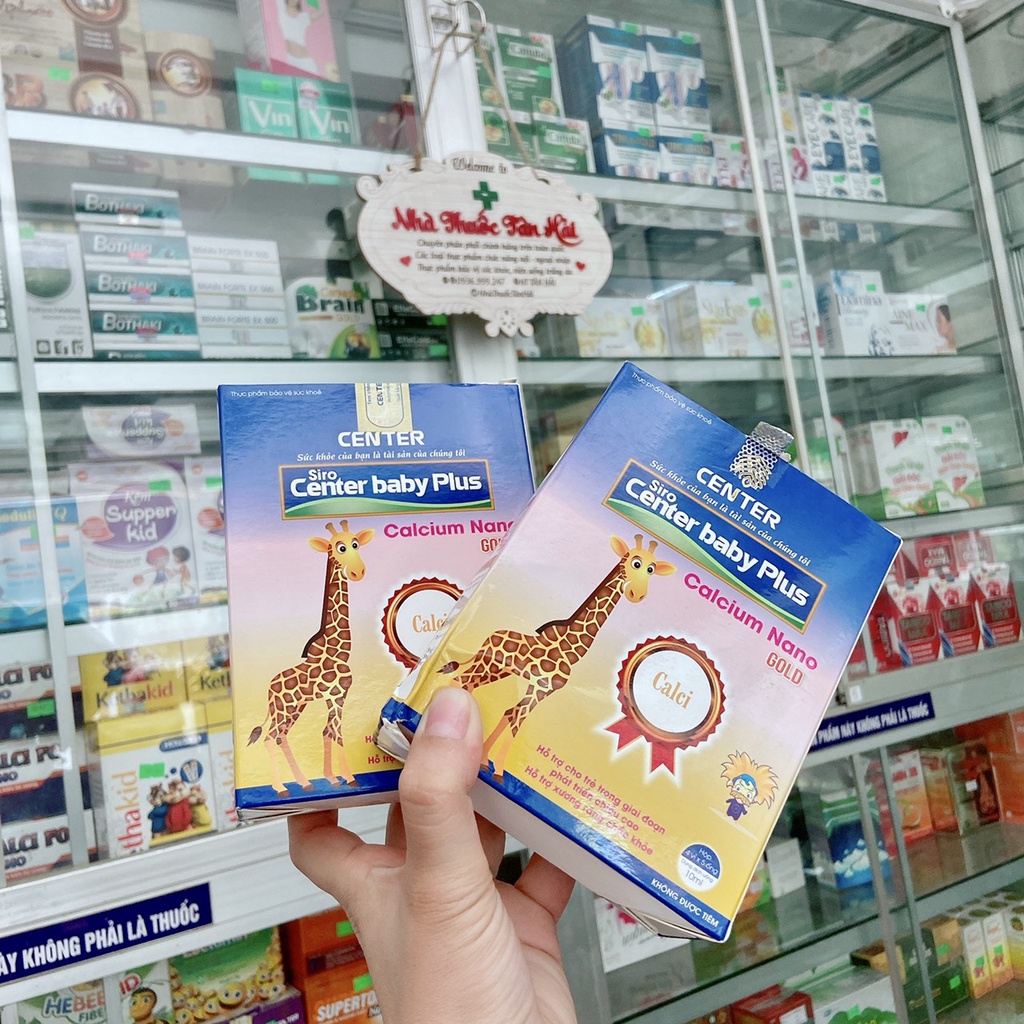 Siro Center Baby Plus - Calcium Nano GOLD, Calci cho bé, canxi Hỗ Trợ Phát Triển Chiều Cao Cho Bé Hộp 20 ống
