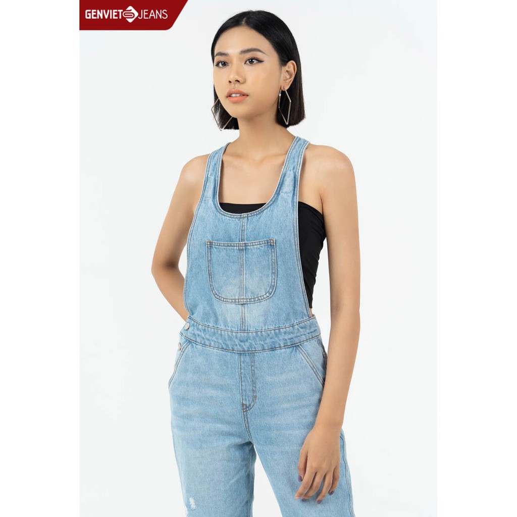 Quần yếm jeans dài Nữ TY104J825 GENVIET