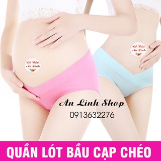 Quần lót bầu kháng khuẩn nâng mông- Quần chip bầu cotton cạp chéo Mỗi quần 1 túi zip