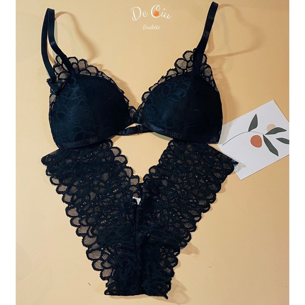 Set đồ lót ren không gọng sexy màu đen | BigBuy360 - bigbuy360.vn