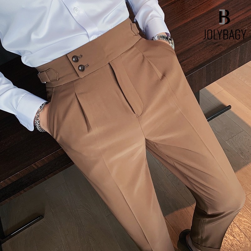 Quần baggy nam cạp cao JOLYBAGY ống rộng vải Hàn cao cấp, co giãn phân loại tây âu lịch lãm.