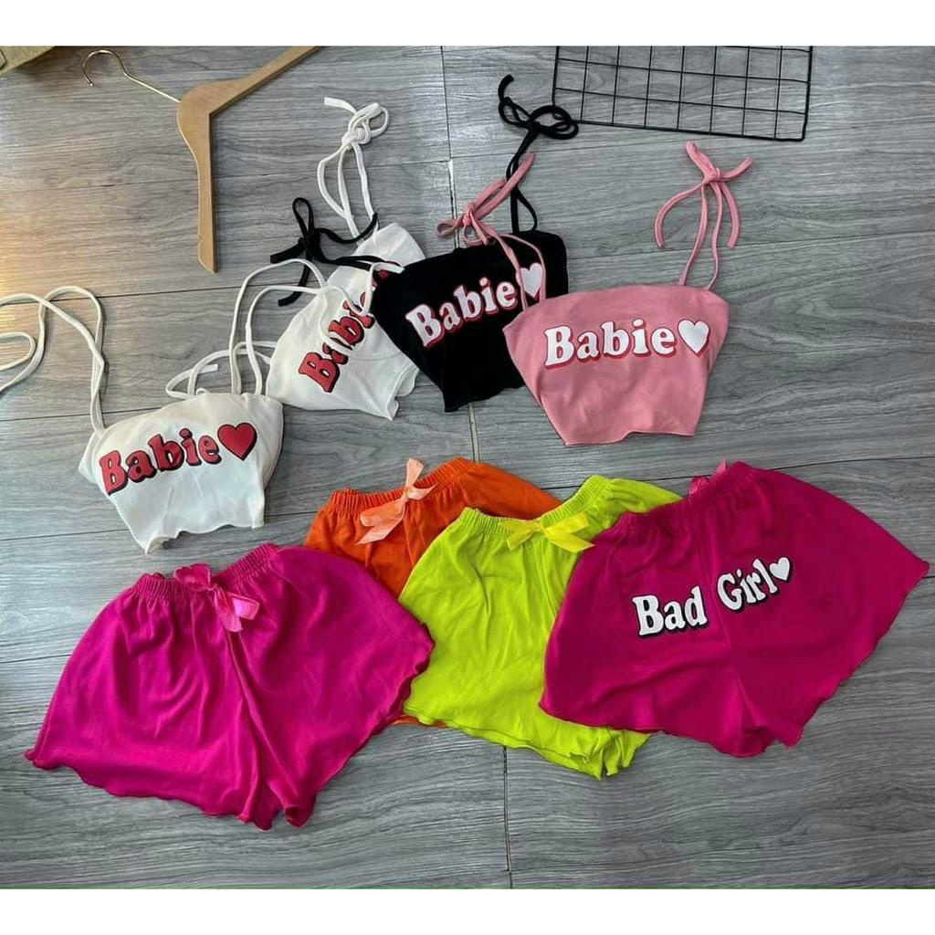 Sét bad girl lisa phối màu mới , áo 2 dây phối quần đùi cực hot , chất thun gân dày dặn