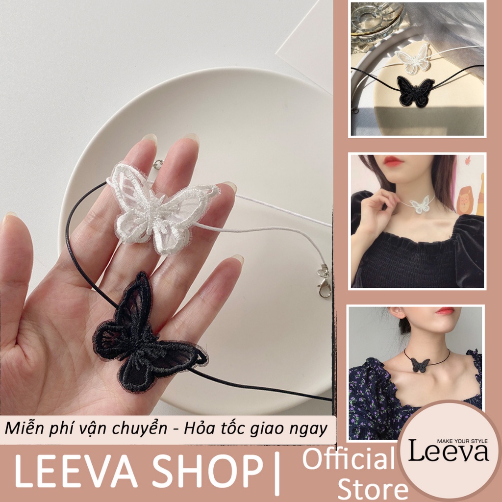 LEEVA - Vòng cổ chocker phối bướm ren Hàn Quốc trang sức nữ PK004