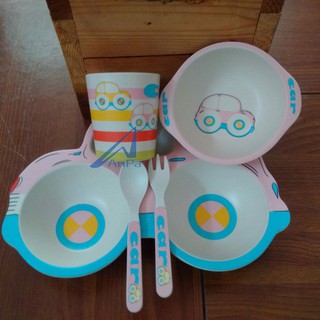 Bộ khay bát ăn dặm cho bé bằng bột tre