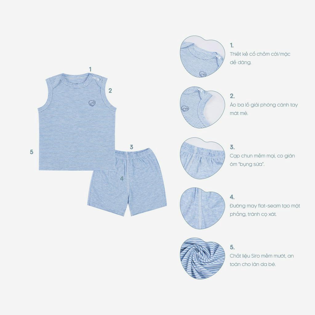 |BU BABY| Bộ sát nách cổ chồm Siro -Bộ 3 lỗ Bu bamboo cho bé yêu - bộ balo Bambus - Bu baby JOYFUL COLLECTION