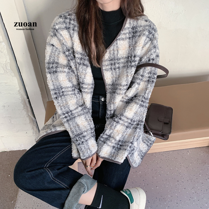 Áo khoác len nữ SUXI dài tay cổ tròn thời trang Hàn