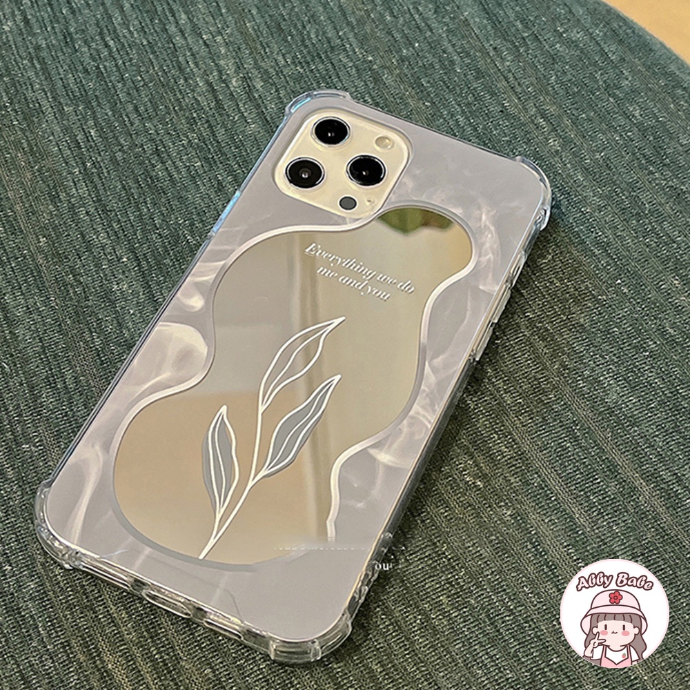 Ốp Điện Thoại TPU Mềm Mỏng Chống Sốc Phối Gương Trang Điểm Lá Cây Đơn Giản Cho IP 13 12 11 Pro Max XR 8 7 Plus