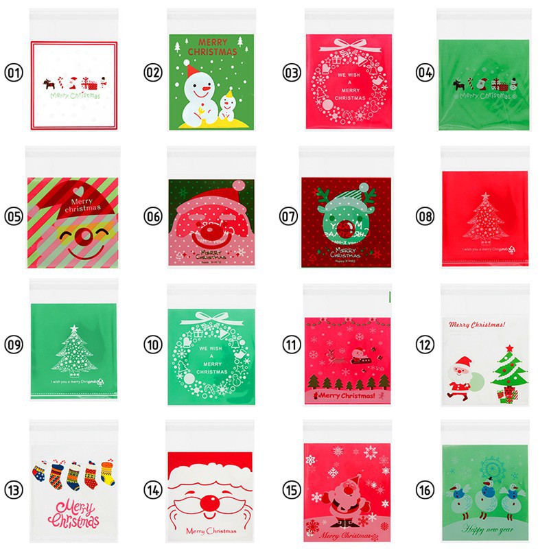 100 túi bánh kẹo Christmas ông già Noel tự dán