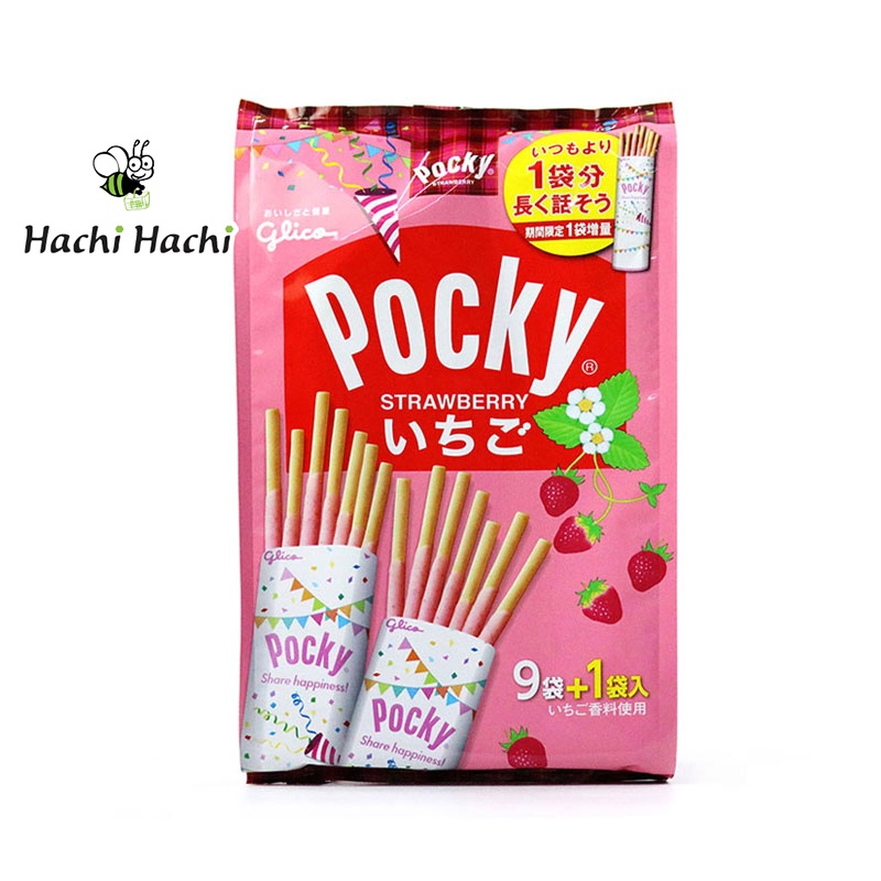 BÁNH QUE POCKY DÂU TÂY NHẬT BẢN 122.4G (13.6GX9GÓI) - Hachi Hachi Japan Shop