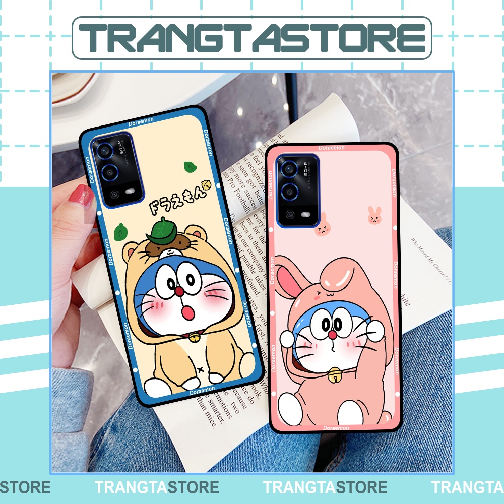 Ốp Oppo A55 in hình cặp đôi doremon, hổ, khủng long dễ thương
