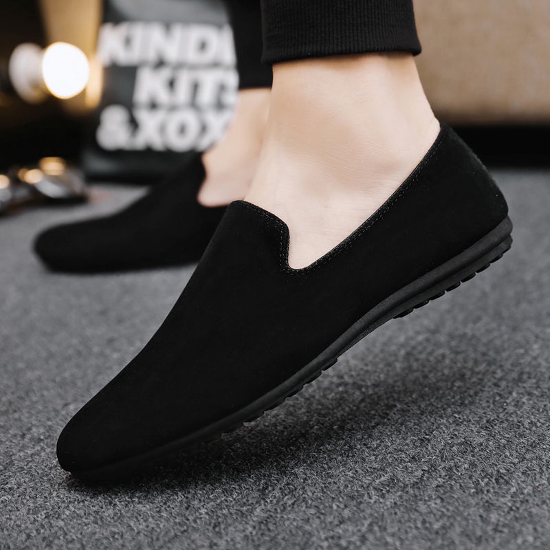 Giày Lười Nam Cổ Thấp Màu Đen Phong Cách Bắc Kinh Cổ Điển