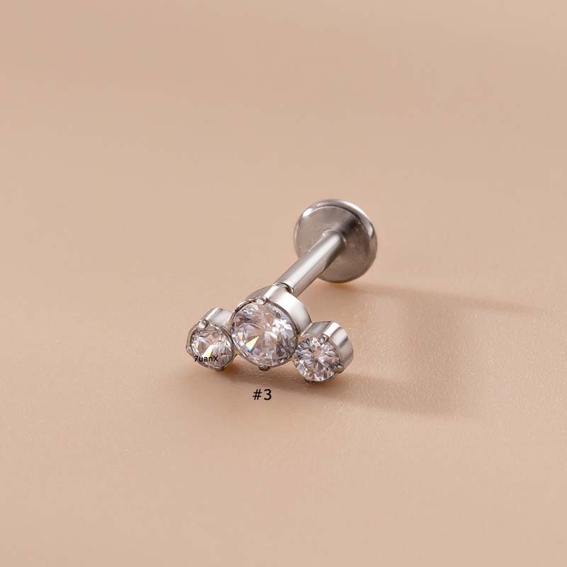 1 Khuyên Môi 16Gauge Bằng Thép Không Gỉ 16Gauge Đính Đá Zircon Trong Suốt