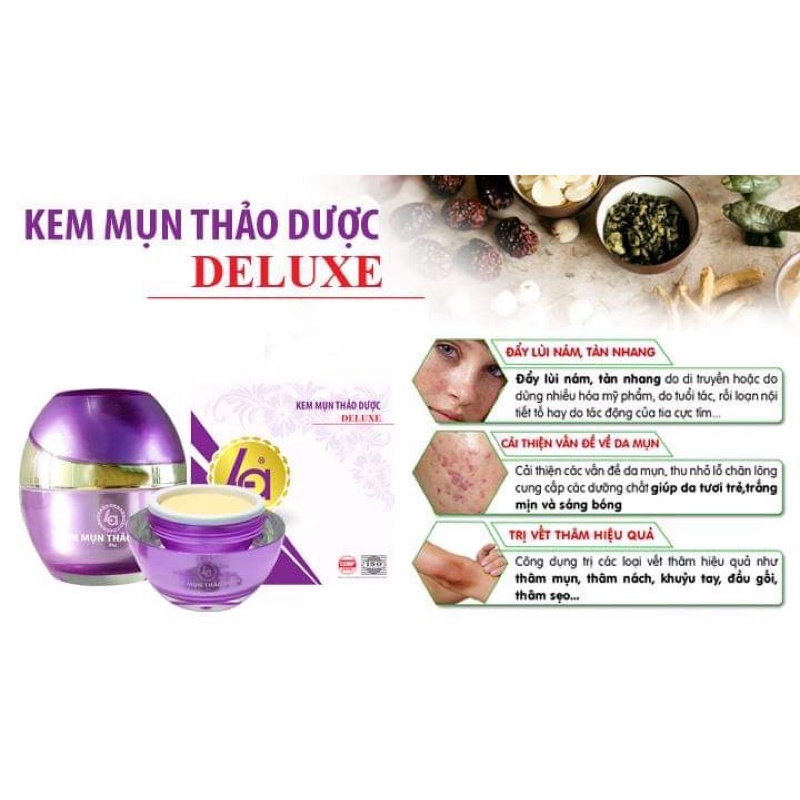 [ MUA 1 TẶNG 1] Kem Ngừa Mụn Trắng Da Thảo Dược Deluxe LA 20g