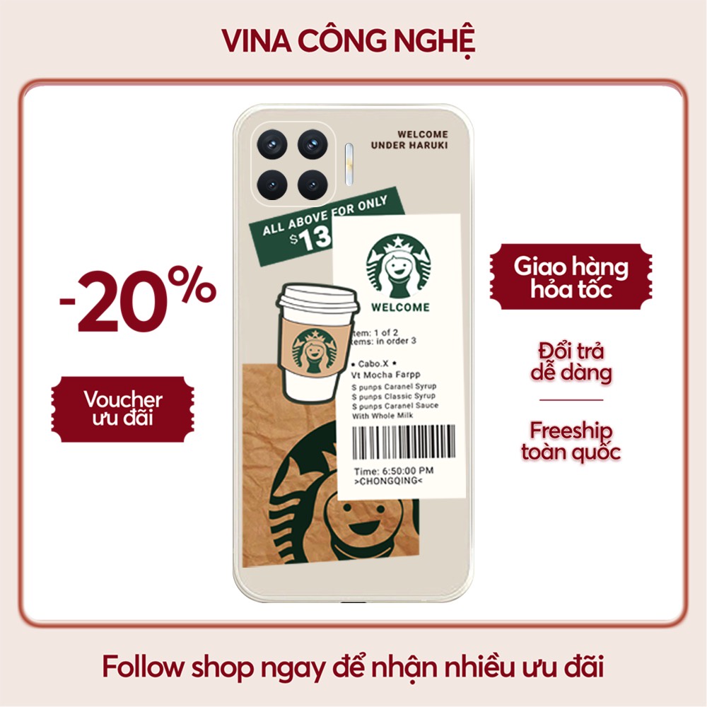 Ốp lưng OPPO A1K/A3S/A54/A94/F9/ ....dẻo cạnh vuông bảo vệ camera hình Starbucks.