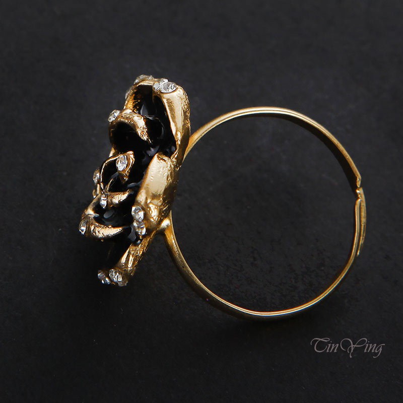 GETNOIVAS Nhẫn Hở Hợp Kim Hình Hoa Hồng Đính Đá Xinh Xắn