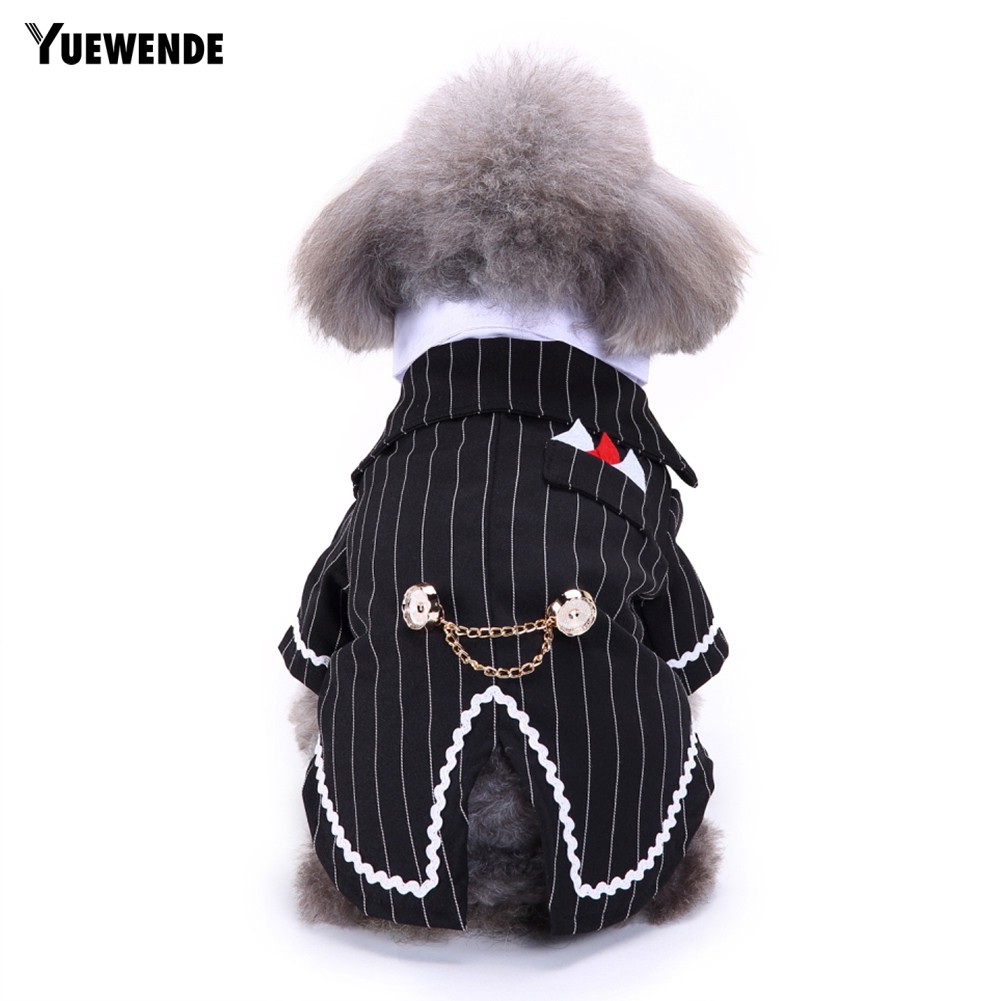 YUE ✻ Pet Dog Puppy Formal Tuxedo Suit Striped Wedding Bow Tie Jacket Costume Clothes