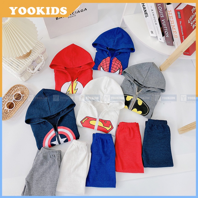 Bộ thu đông bé trai YOOKIDS chất xốp tổ ong mềm min dày ấm in hình siêu nhân người nhện cho bé 1 2 3 4 tuổi