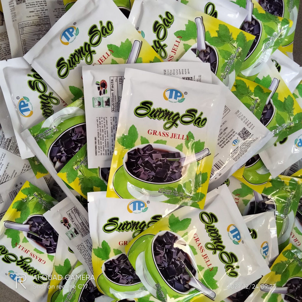 Bột Sương Sáo Đen Grass Jelly Thuận Phát Gói 50g tặng kèm ống dầu dừa