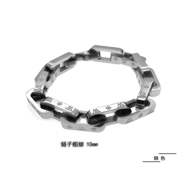 Vòng tay thép titan màu bạc phong cách hip hop chất lượng cao cho nam và nữ