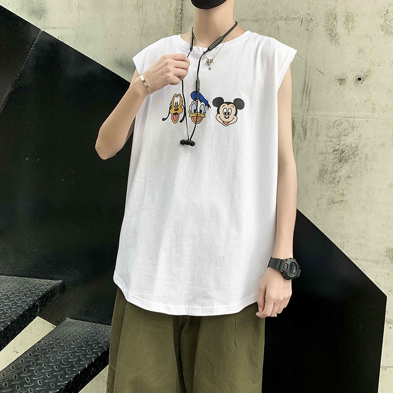 IELGY Summer New Style Cartoon Printed Sleeveless Vest Men's Youthful and Breathable Leisure