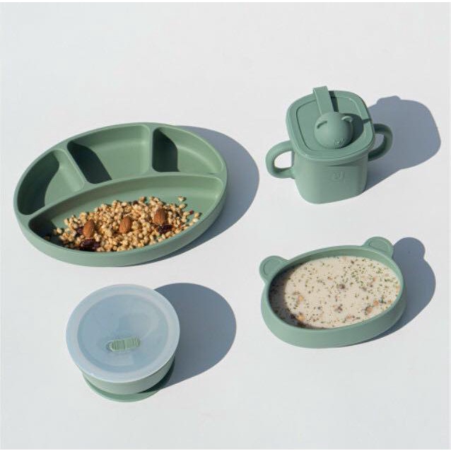 Khay ăn dặm silicone Food Tray chính hãng Bluemama Hàn Quốc,có ngăn chia | Khay ăn dặm silicon cho bé