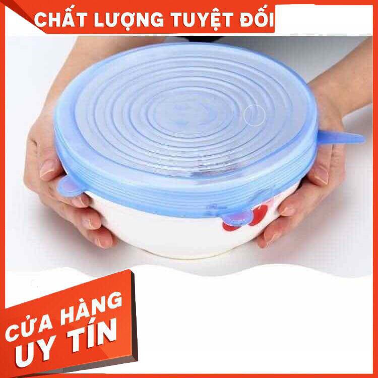 Bộ 6 Miếng Silicone Nắp Đậy Hộp Thức Ăn Bảo Quản Thức Ăn