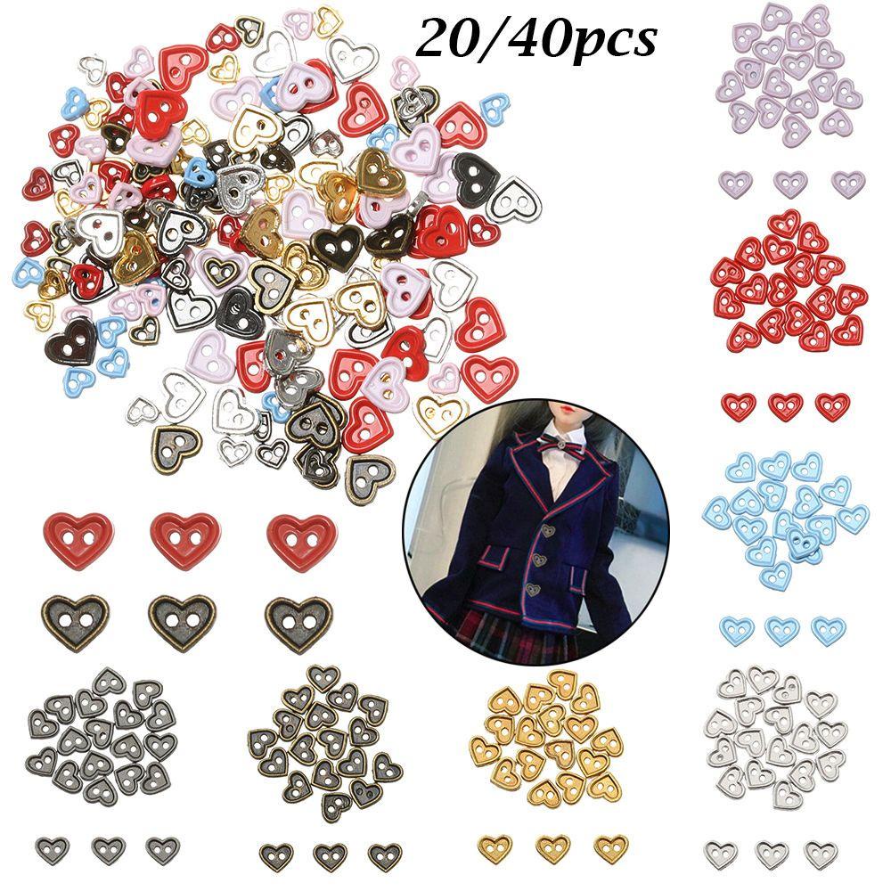 20 / 40 Nút Áo Hình Trái Tim Nhiều Màu Sắc 4.5mm / 7mm Cho Búp Bê