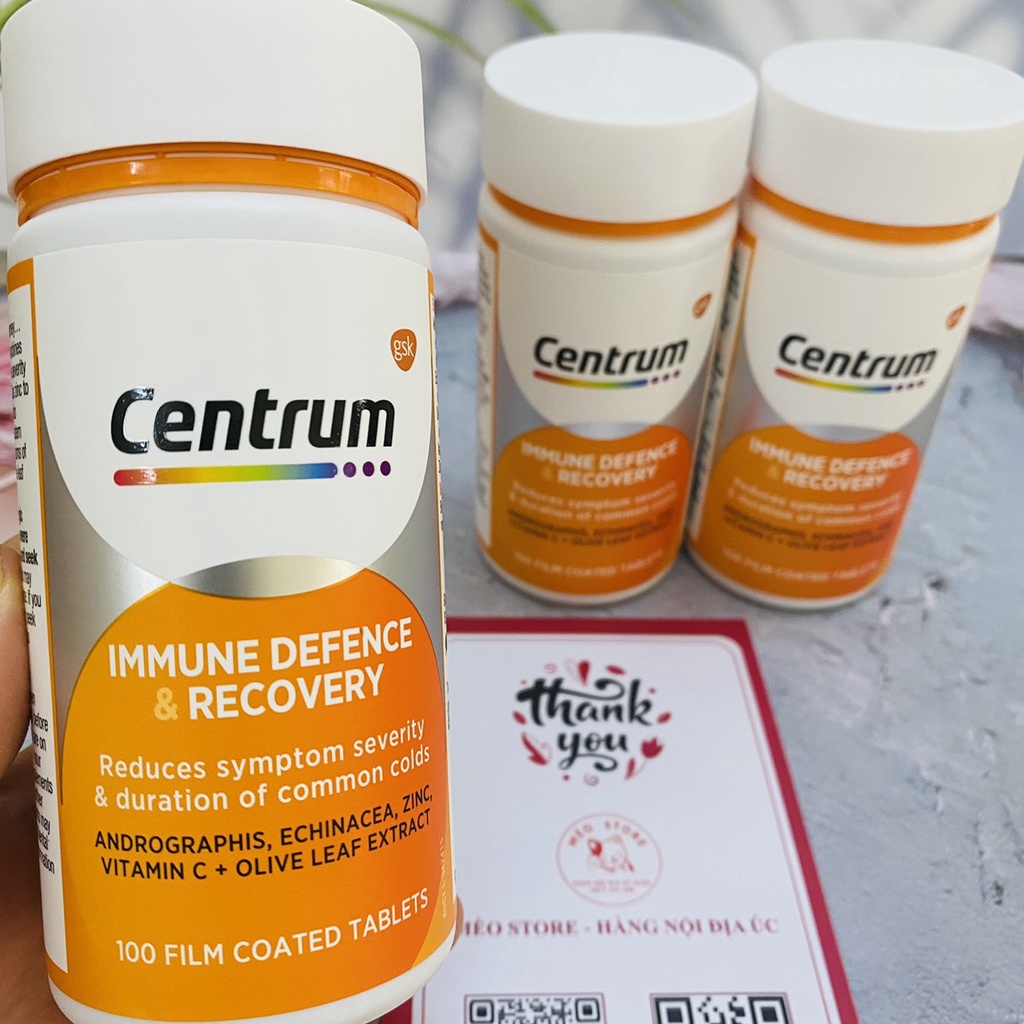 Tăng đề kháng Centrum Immune Defence & Recovery hộp 100 viên-Hàng nội địa Úc, có tem chemist