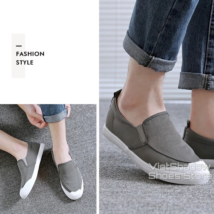 Slip on nam LEYO - Giày lười vải nam - Vải polyester màu xám - Mã SP A1109 | BigBuy360 - bigbuy360.vn