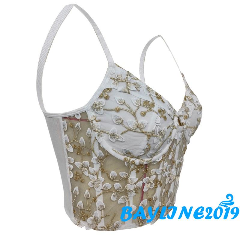 Áo croptop hai dây cổ chữ V thêu họa tiết gợi cảm cho nữ
