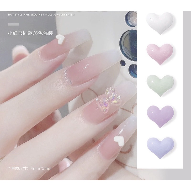 Set Charm (C344) slime/Trang Trí/ Làm Nail [Ko Keo &amp; Nút]Hình Trái Tim (4x5mm - khoảng 20 charm)