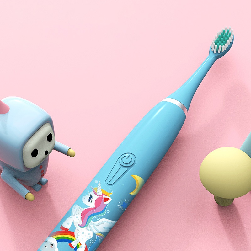 [Hàng mới về] Bàn chải đánh răng điện Sonic 6 đầu thay thế sạc USB thông minh họa tiết hoạt hình an toàn cho bé