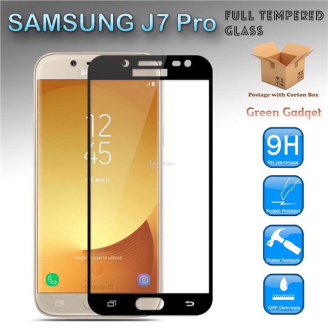( Đen, Trắng) Kính cường lực J7Pro,J7Plus full màn, Full keo