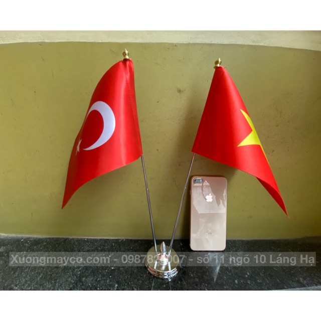 Cờ để bàn Việt Nam - Thổ Nhĩ Kỳ đế đôi inox
