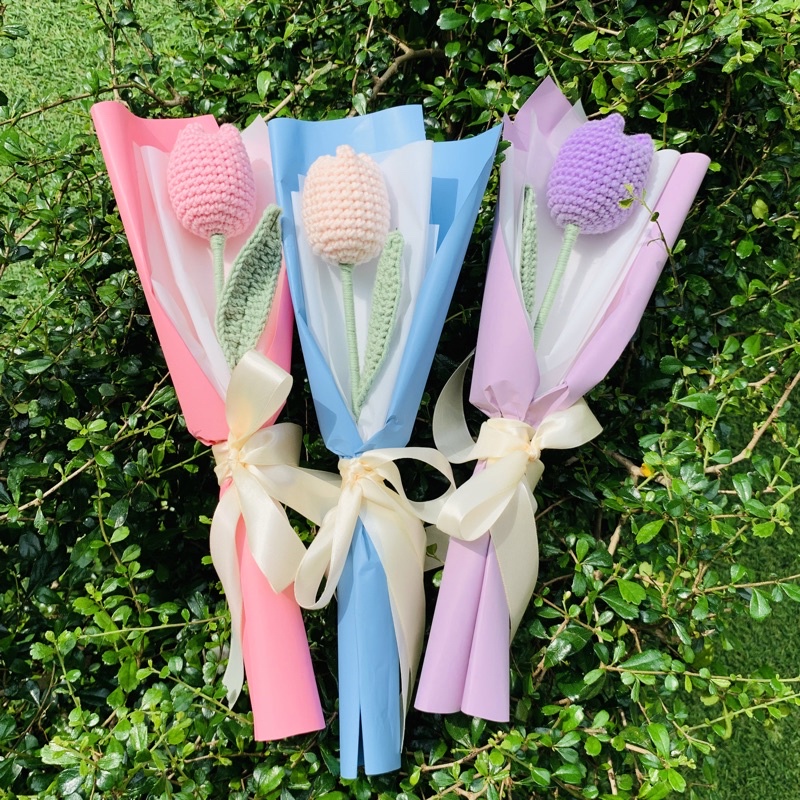 Hoa Tulip Dệt Thủ Công Trang Trí Sinh Nhật