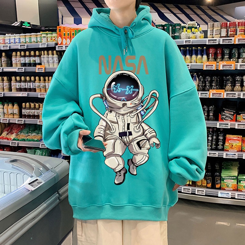 Áo hoodie dáng rộng in hình phi hành gia thời trang cao cấp cho nam và nữ