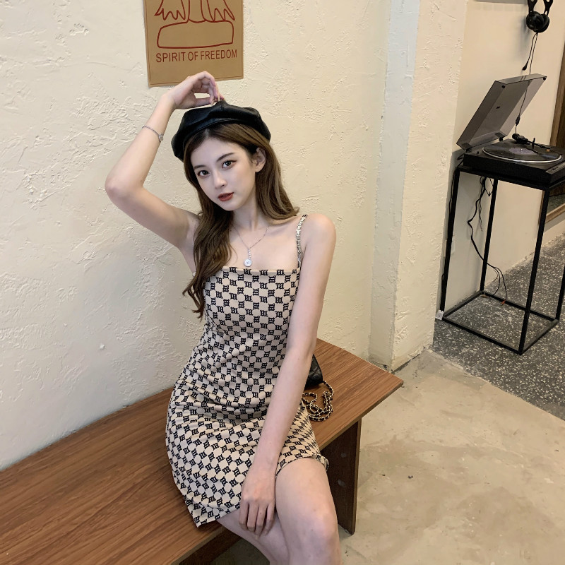 SUXI Đầm Hoạ Tiết Hình Học Thiết Kế Đơn Giản Hợp Thời Trang