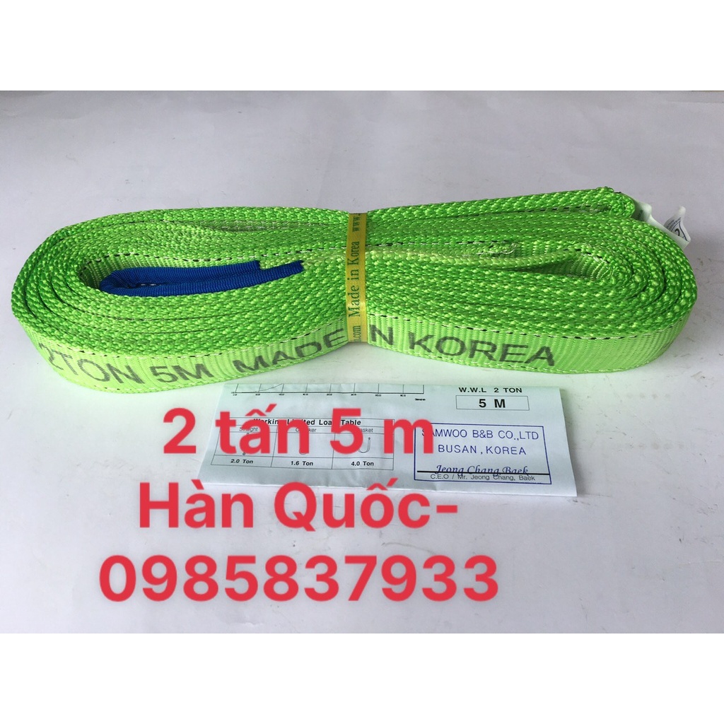 Dây cẩu hàng 2 tấn 5m Hàn Quốc dùng để móc buộc hàng hóa để nâng hạ